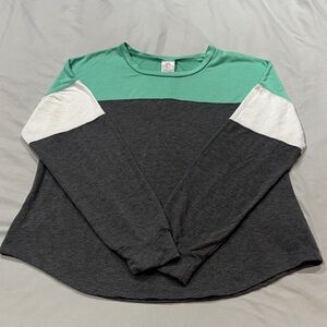 No Boundaries Mint, Charcoal & White Colorblock Pullover